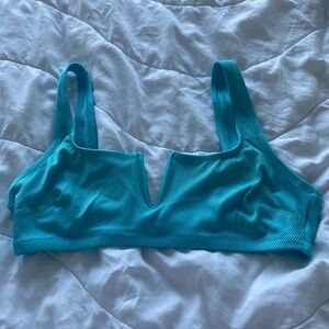 Aerie Shine Pique V Wire Scoop Bikini Top XL Aqua